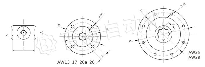 AW氣動執(zhí)行器連接尺寸圖