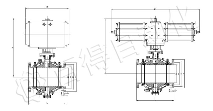 氣動(dòng)固定球閥安裝尺寸圖