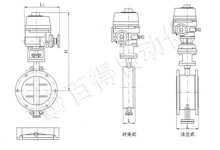 電動硬密封蝶閥外形尺寸圖